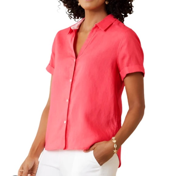 Tommy bahama Coastalina Linen Camp Shirt paradise pink - Picture 1 of 4